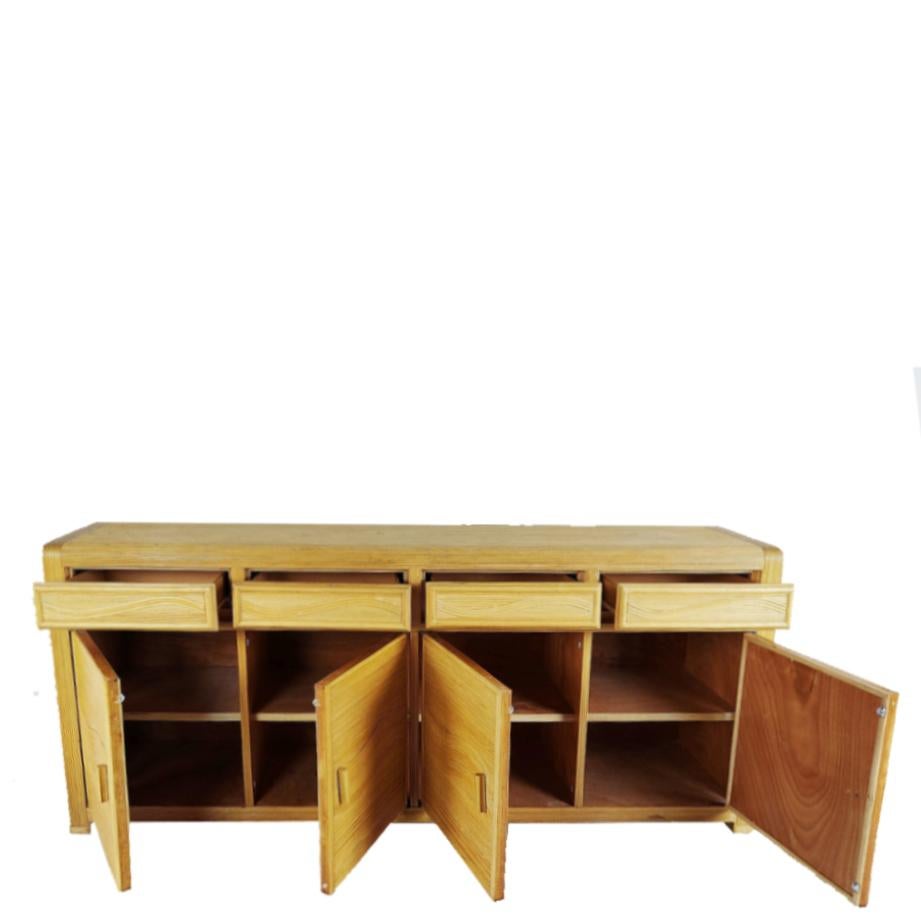 20th Century 1970s French pencil reed Bamboo Rattan Sideboard For Sale