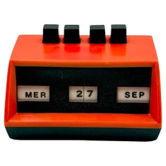 1970s French Perpetual Calendar in Vibrant Red Retro Plastic Design