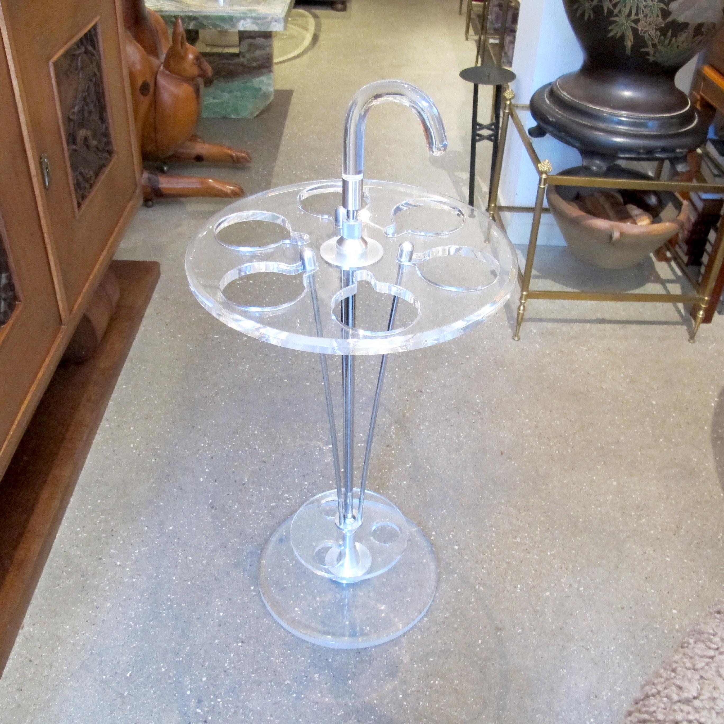 Cromo Portaombrelli francese anni '70 in perspex e cromo in vendita