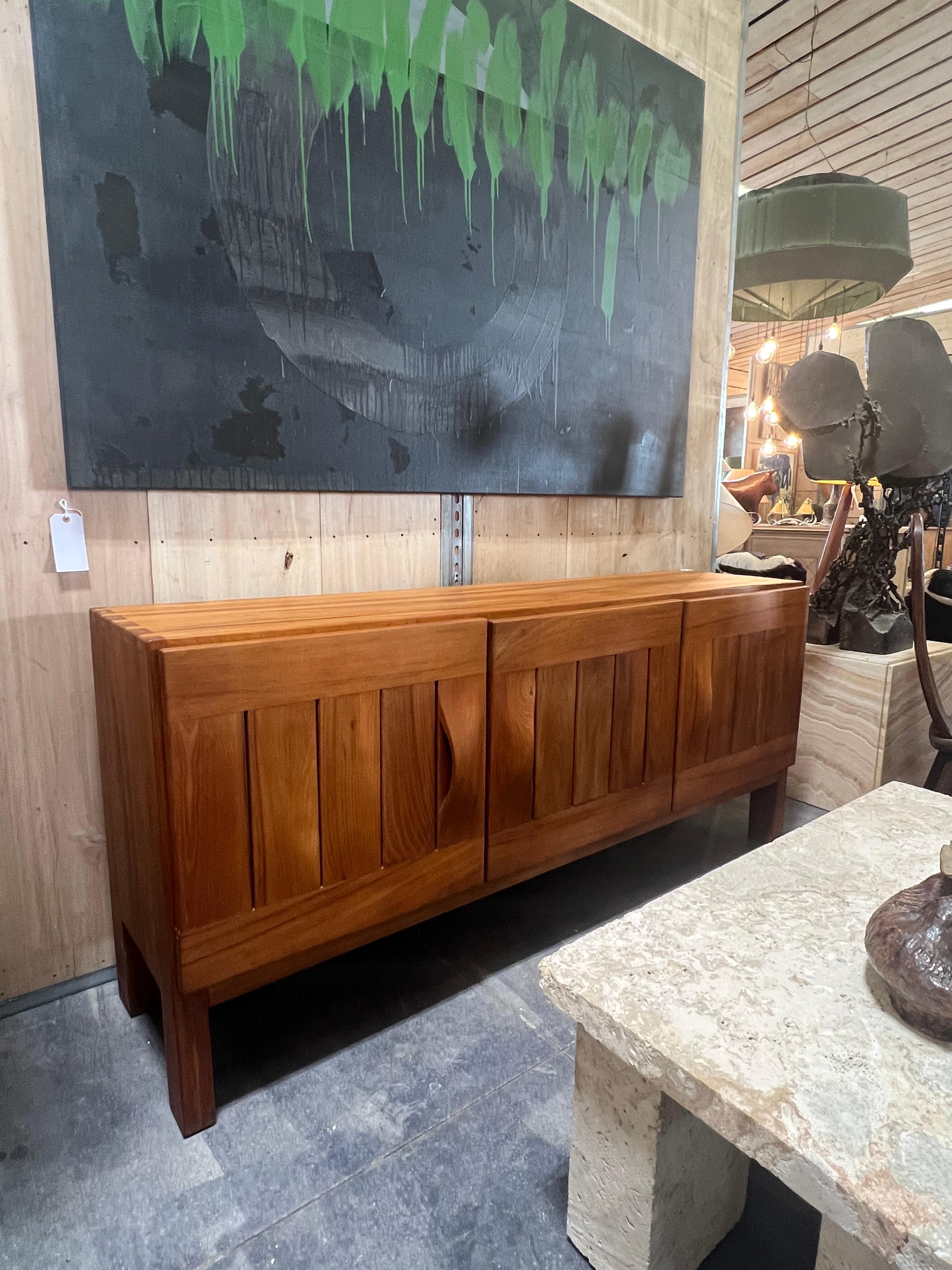 Mid-Century Modern 1970’s French Pine Sideboard by Maison Regain