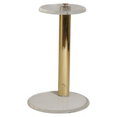 1970s French Plexiglass 
Brass Side Table