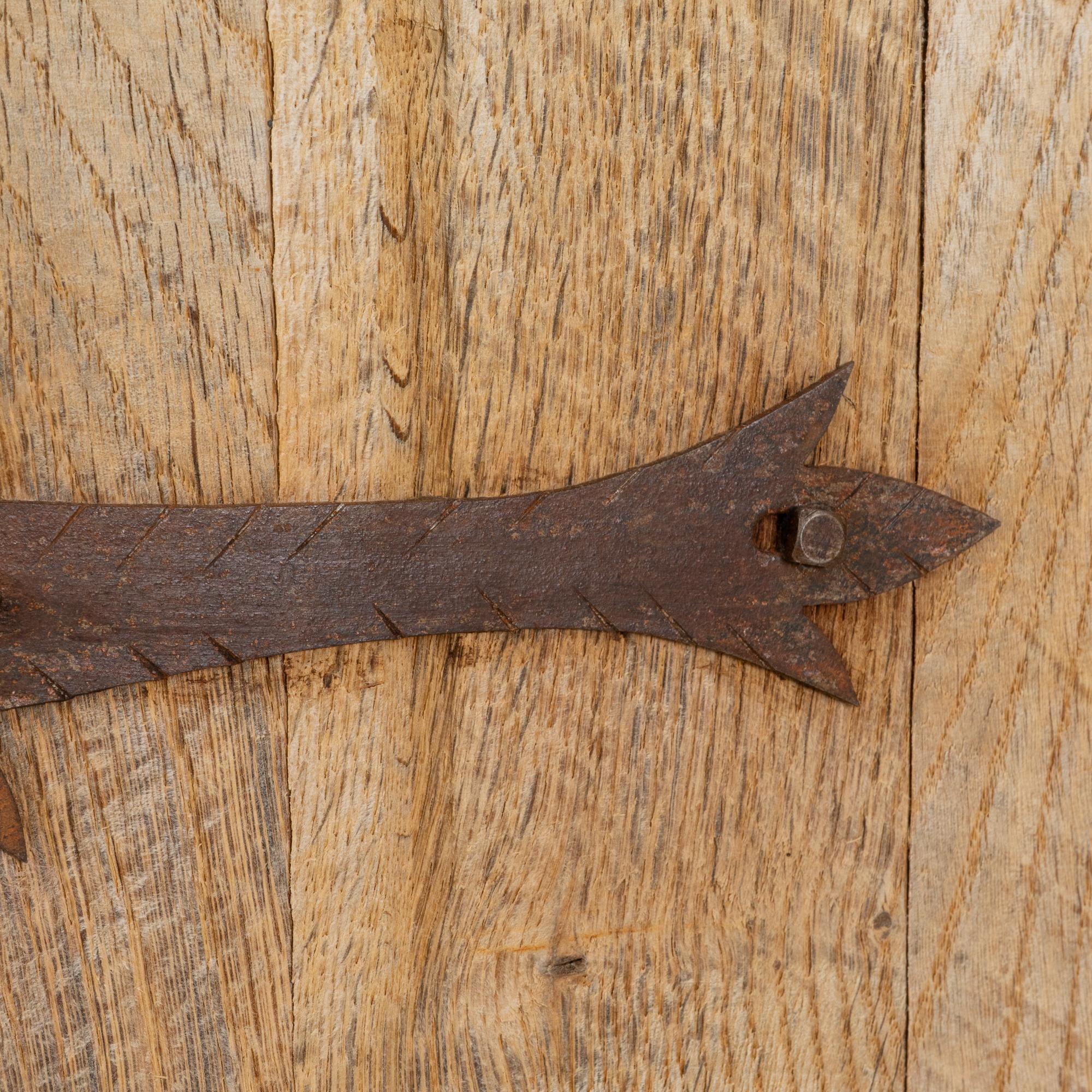 1970s French Primitive Oak Buffet With Iron Hardware For Sale 7