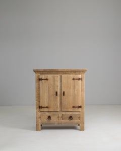 1970s French Primitive Oak Buffet With Iron Hardware