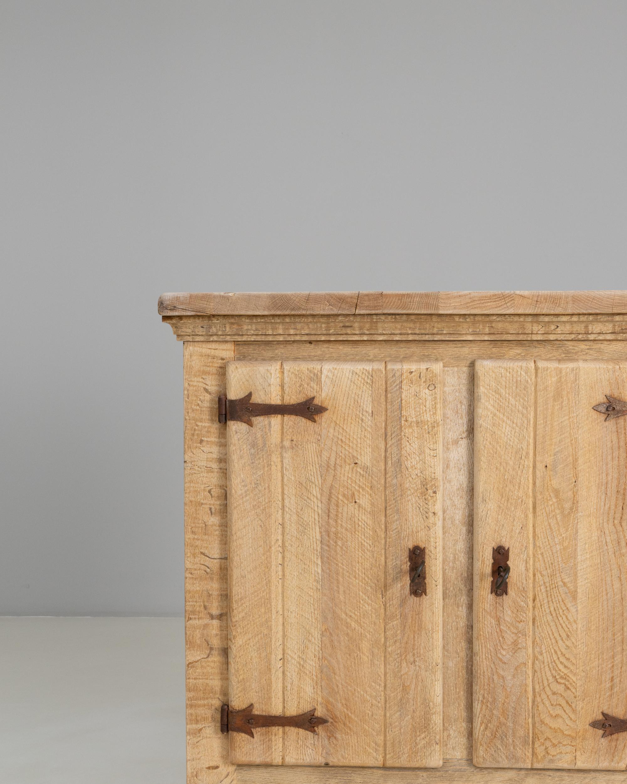 1970s French Primitive Oak Buffet With Iron Hardware For Sale 1