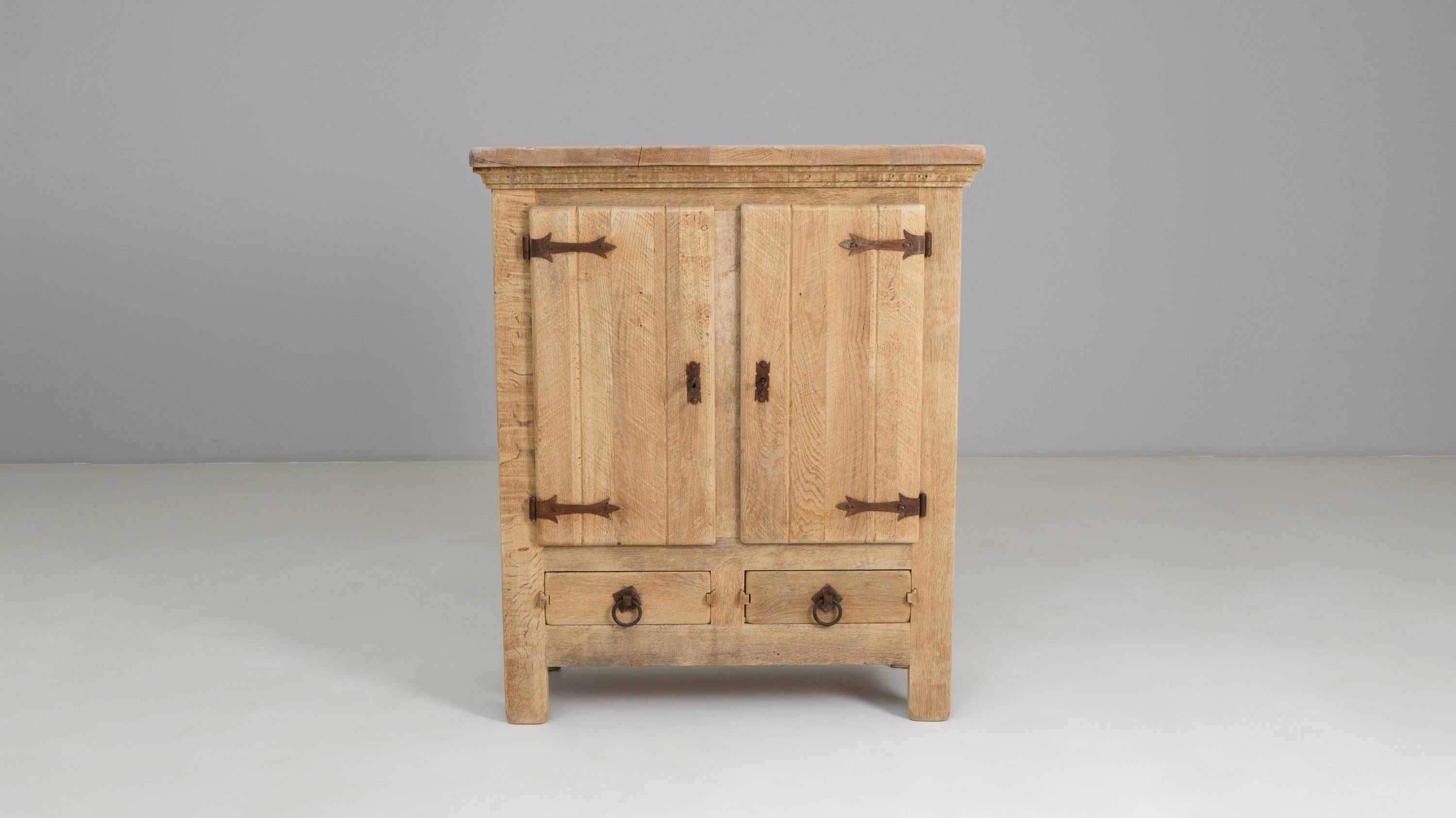 1970s French Primitive Oak Buffet With Iron Hardware For Sale 2