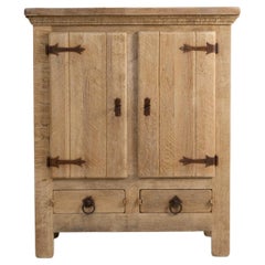 1970s French Primitive Oak Buffet With Iron Hardware