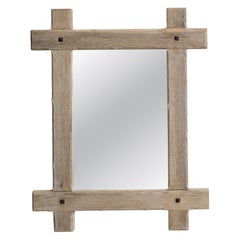 1970s French Provincial Bleached Oak Wall Mirror with Durable Glass