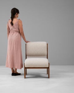 1970s French Provincial Dining Chair with Cream Boucle Seat