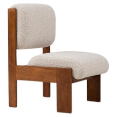 1970s French Provincial Dining Chair with Cream Boucle Seat