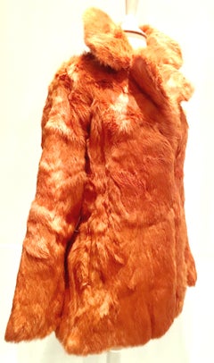 1970'S French Rabbit Fur & Leather Pea Coat by, Fur Couture Beverly Hills