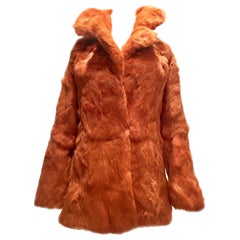 1970'S French Rabbit Fur & Leather Pea Coat by, Fur Couture Beverly Hills