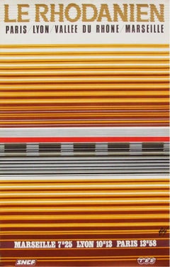1970s French Rail SNCF Travel Railway Poster Minimal Geometric Design