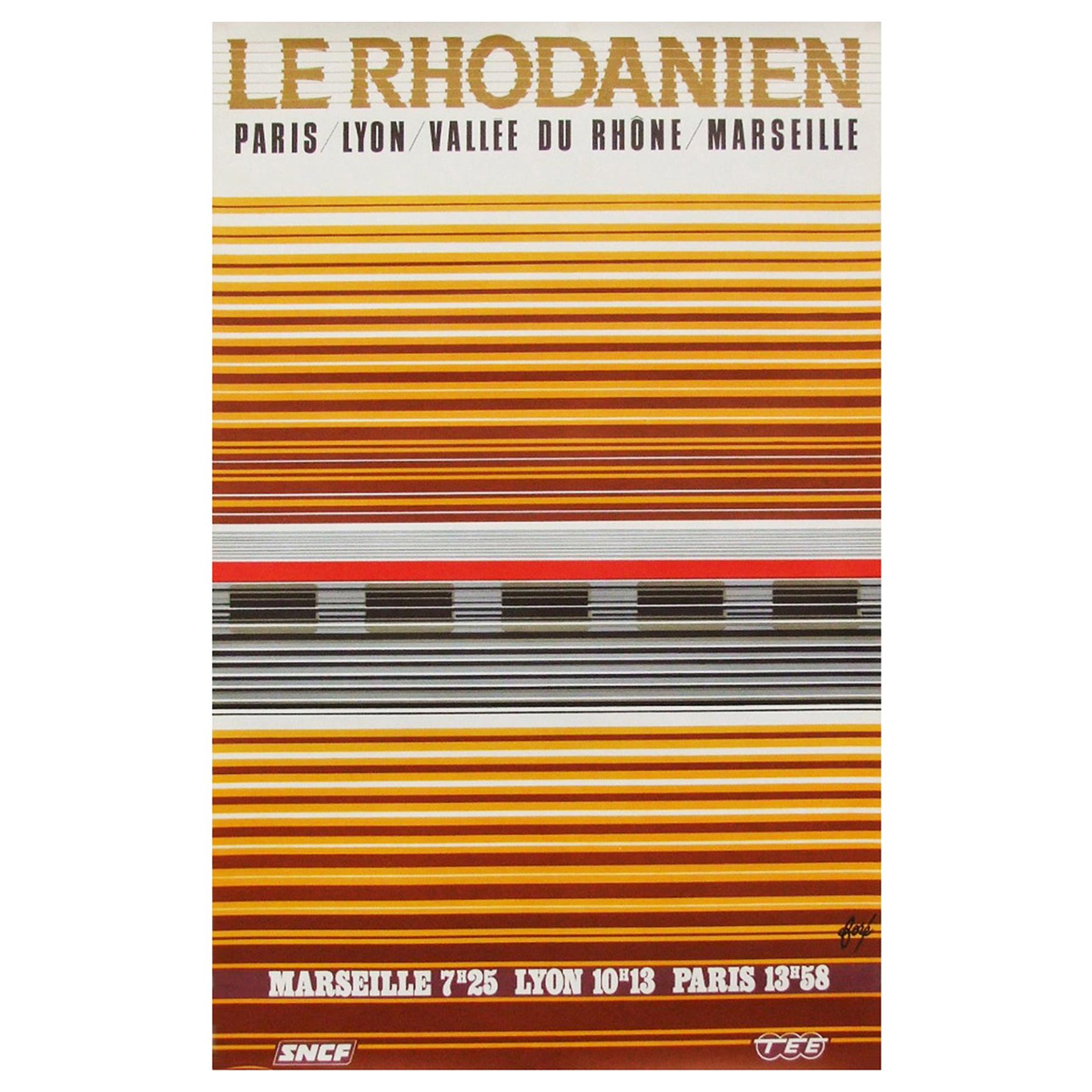 1970s French Rail SNCF Travel Railway Poster Minimal Geometric Design For Sale