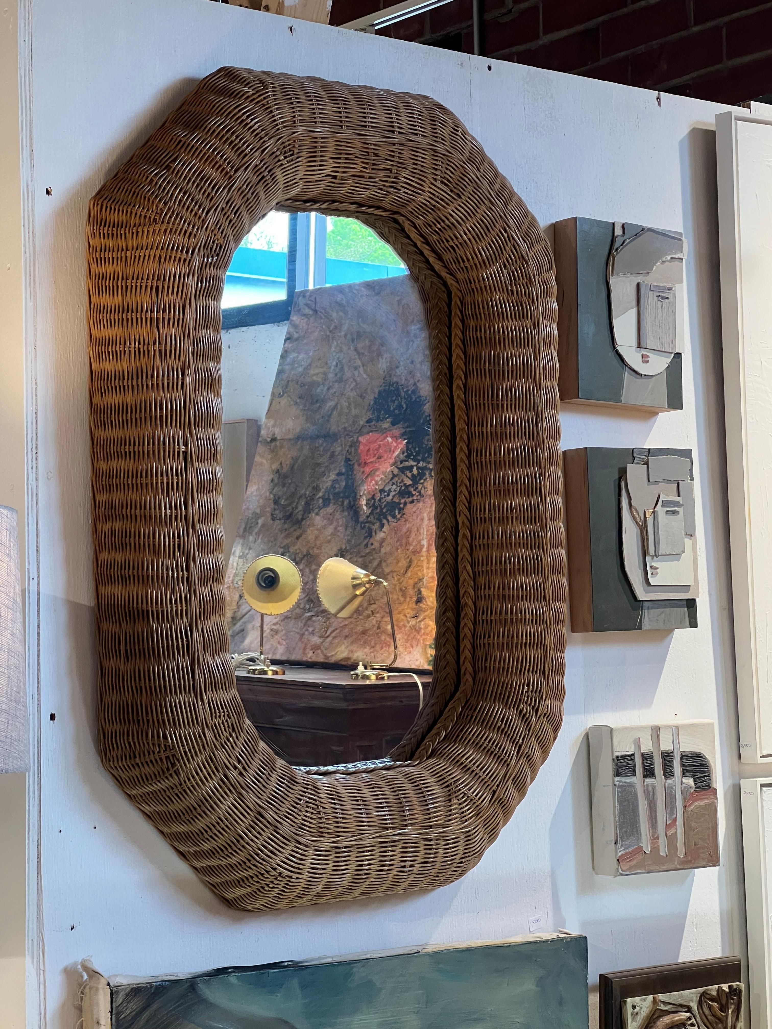 1970’s French Rattan Mirror  For Sale 1