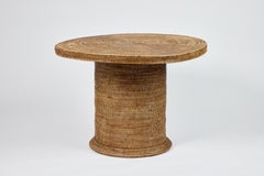 1970s French Rattan Round Table