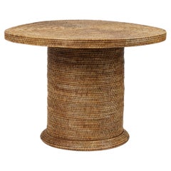 1970s French Rattan Round Table