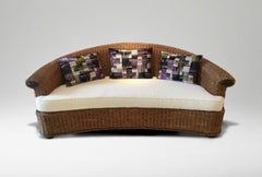 1970s French Rattan Sofa