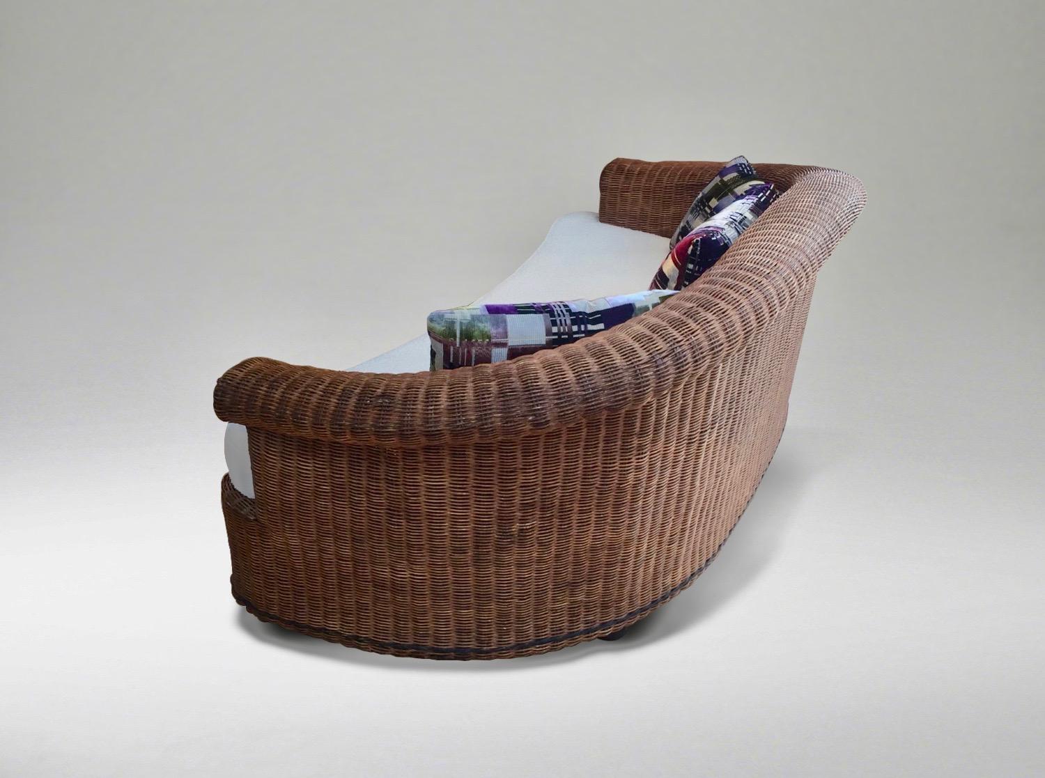 Late 20th Century 1970s French Rattan Sofa