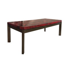 1970s French Rectangular Red Patinated Metal Coffee Table