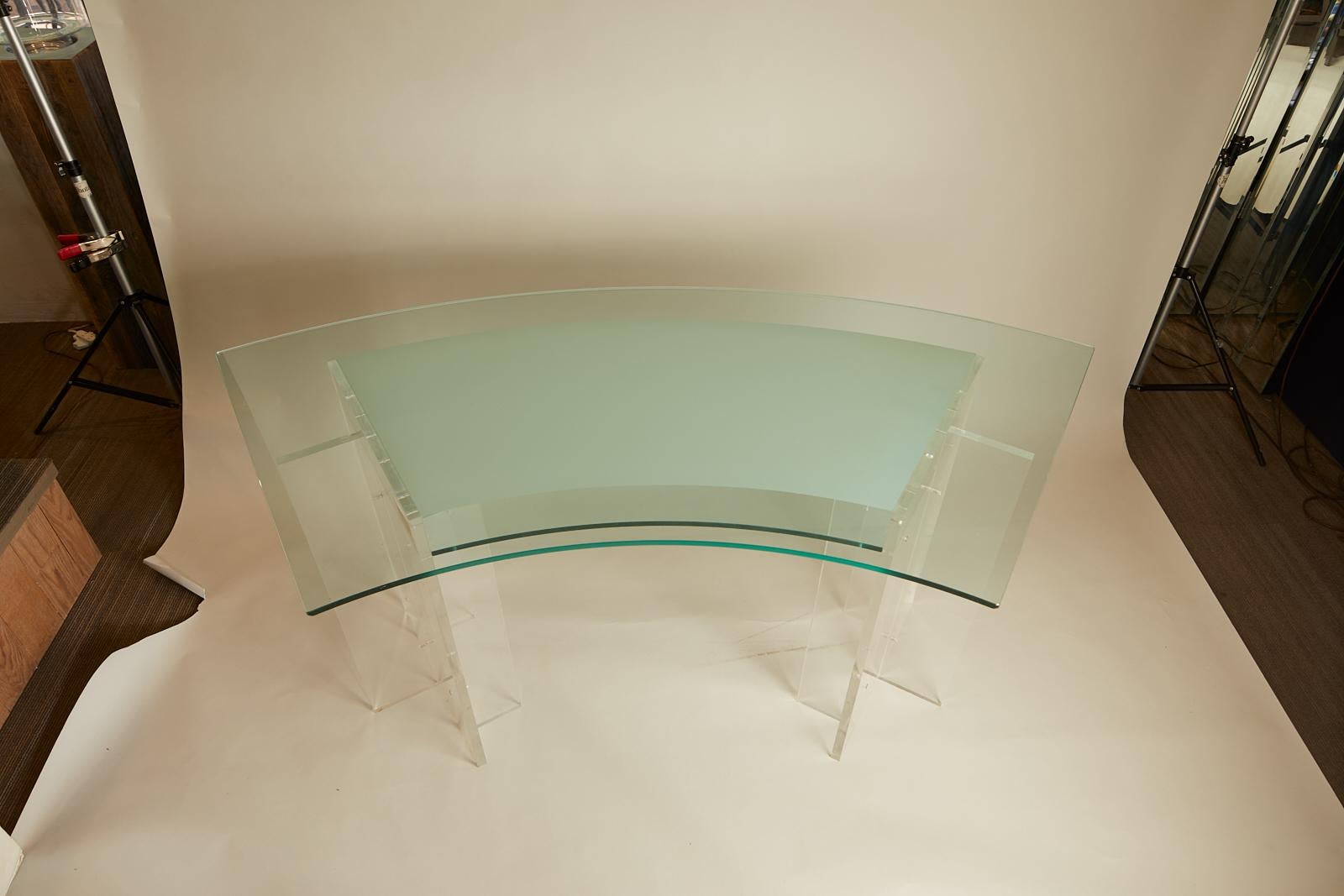 1970s French resin and glass desk Le Invisibles de Marais.