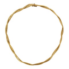1970s French Retro 18 Karat Yellow Gold Braid Necklace