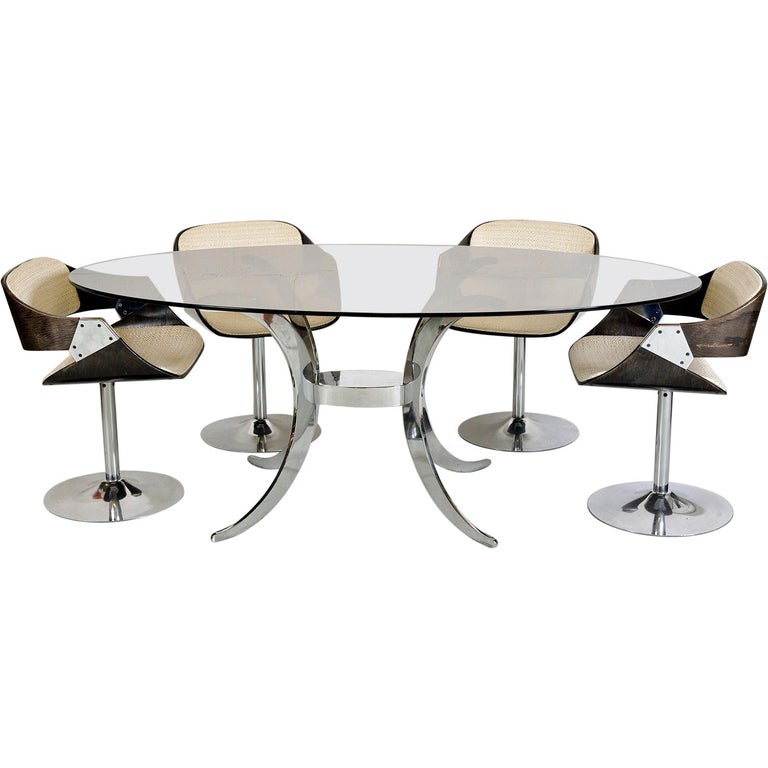 1970s French Roche Bobois Dining Suite, Roche Bobois Dining Table