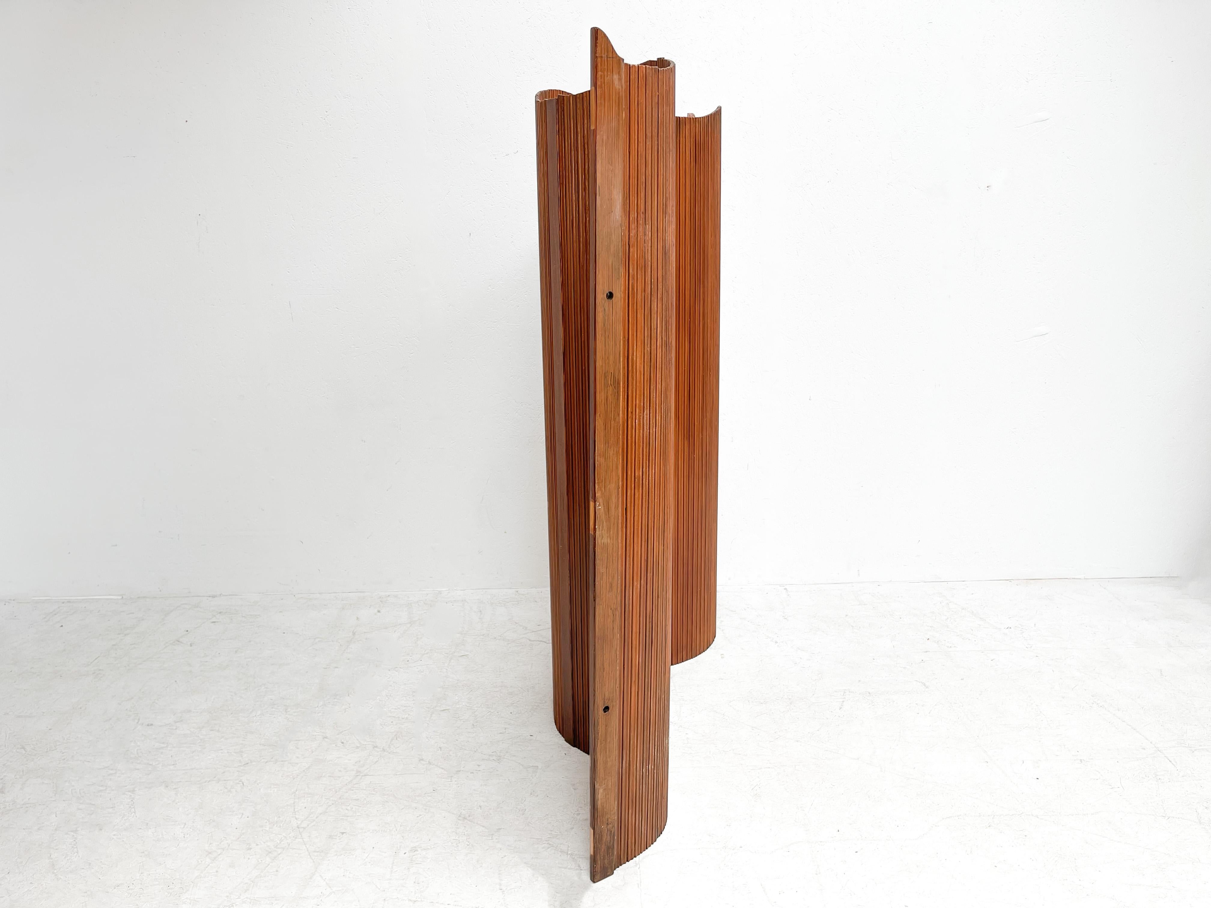 Oak 1970's French Room Divider or Tambour Screen Attr. to Jomain Baumann