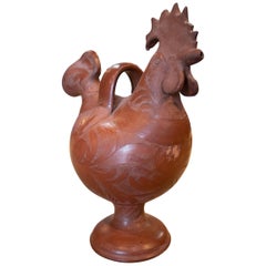 1970s French Rooster "Botijo" Earthenware Water Jug