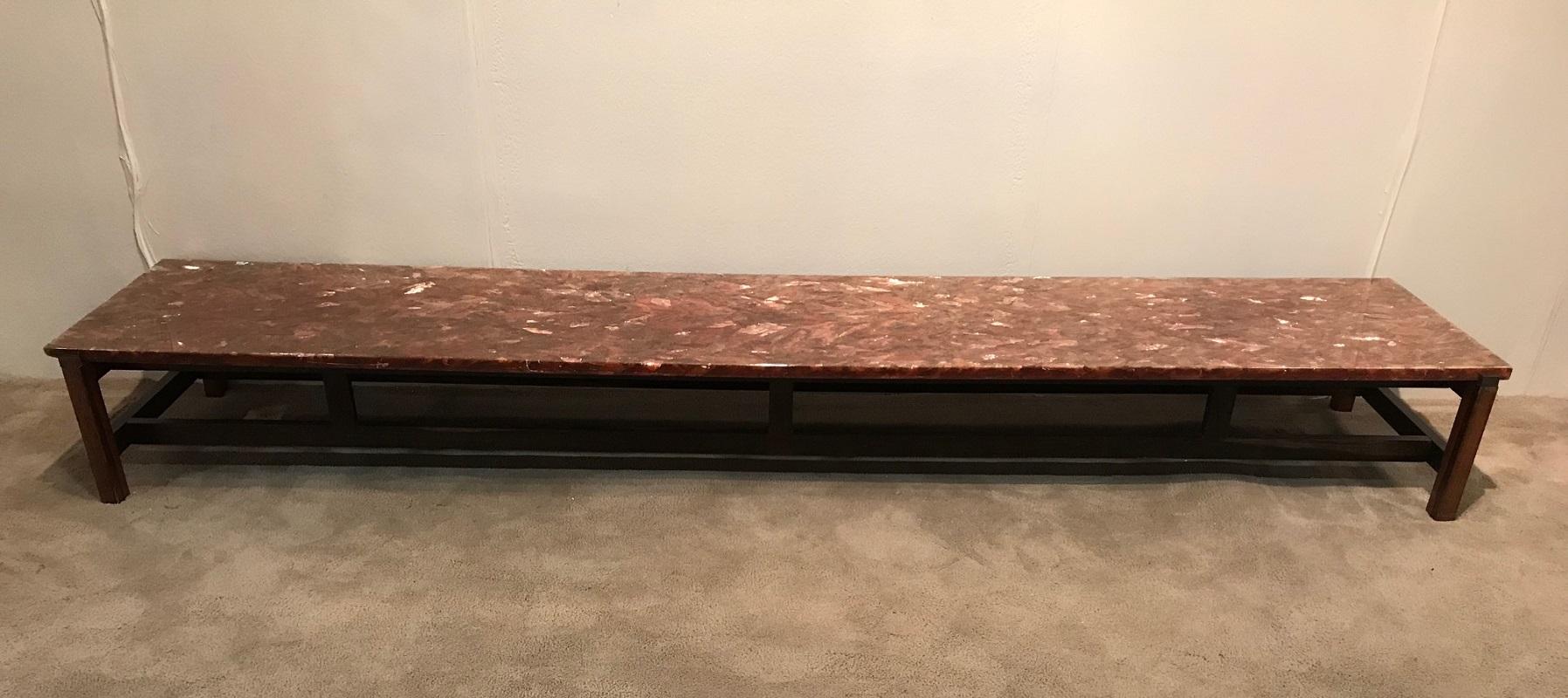Mid-Century Modern 1970s French Rosewood and Resin Coffee Table For Sale