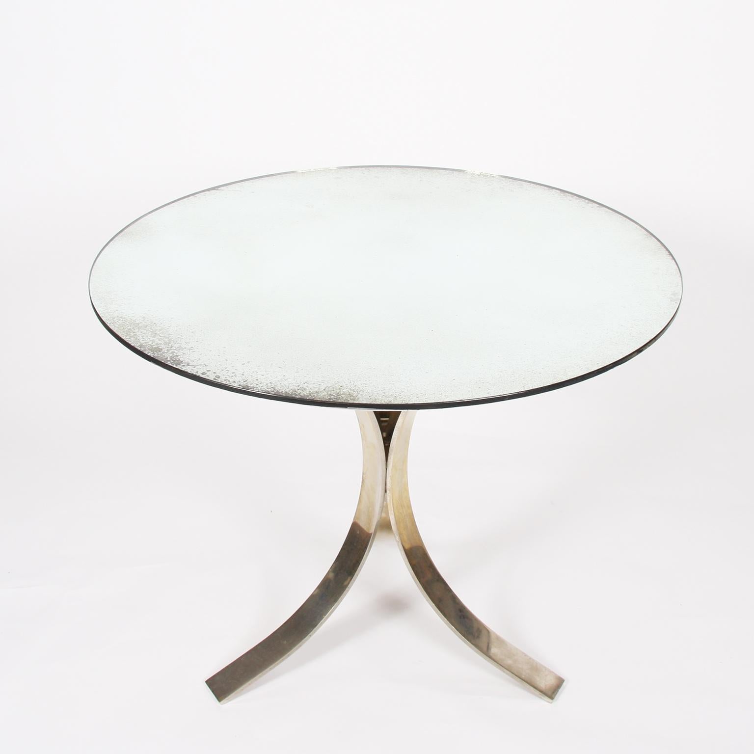 1970s French Round Mirrored Glass Centre Table In Good Condition In London, GB