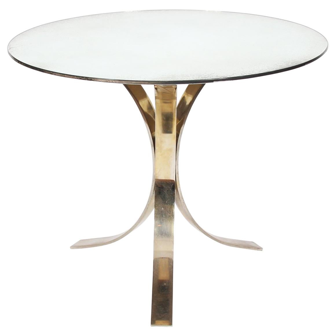 1970s French Round Mirrored Glass Centre Table