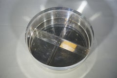 1970s French Silver Plated Four Partition Nut/Candy Dish with Lucite Cover