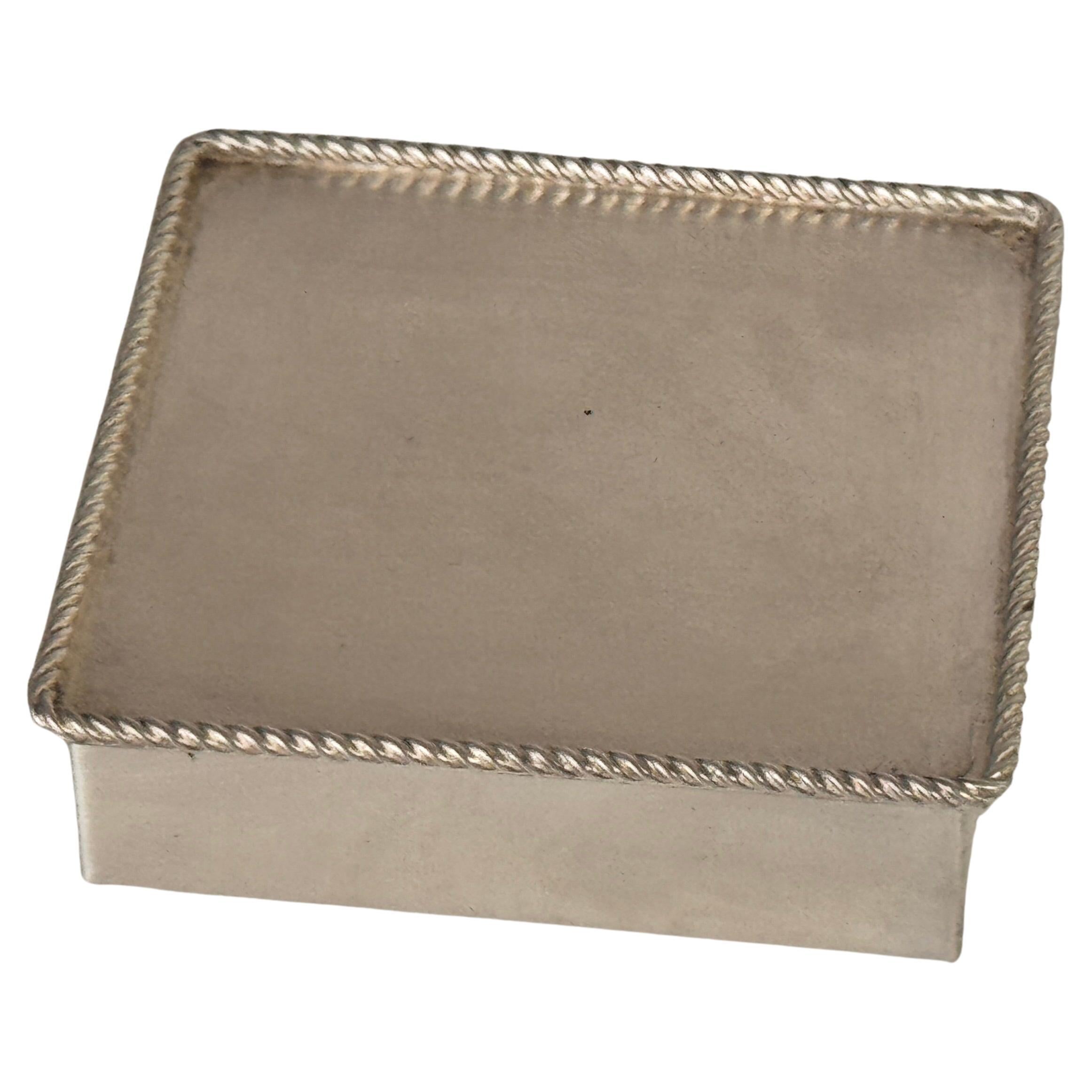 Scatola francese degli anni '70 in metallo placcato argento con interno in legno - Scatola per sigarette vintage