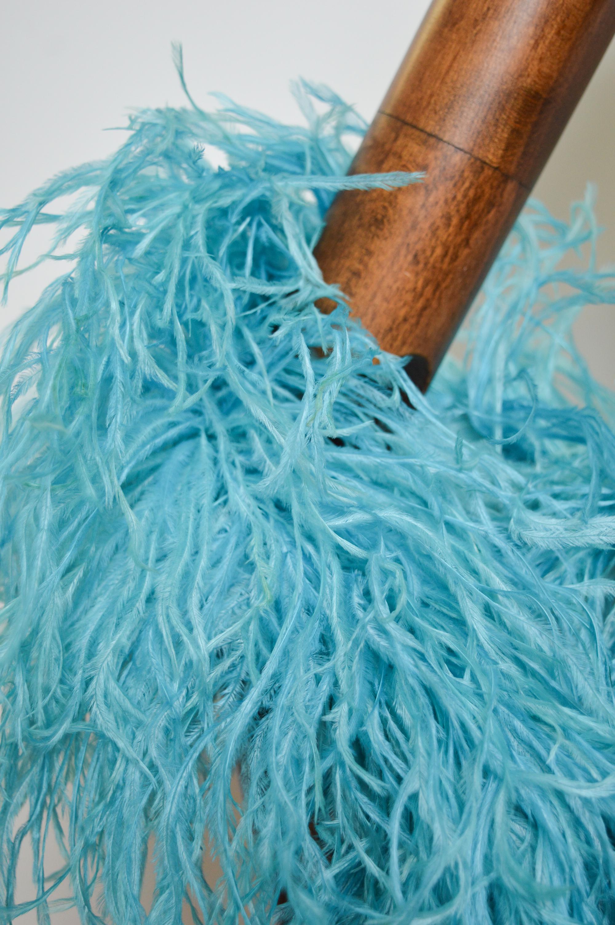 1970's French Sky Blue Ostrich Feather Boa Marabou Stole For Sale 1