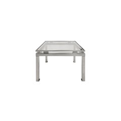 1970s French Small Square Brushed Nickel Side Table by Guy Lefevre