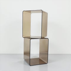 1970s French Smoked Plexiglass Floor Stands Space Age Design