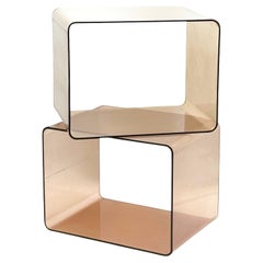 1970er French Smoked Plexiglass Floor Stands Space Age Design/One