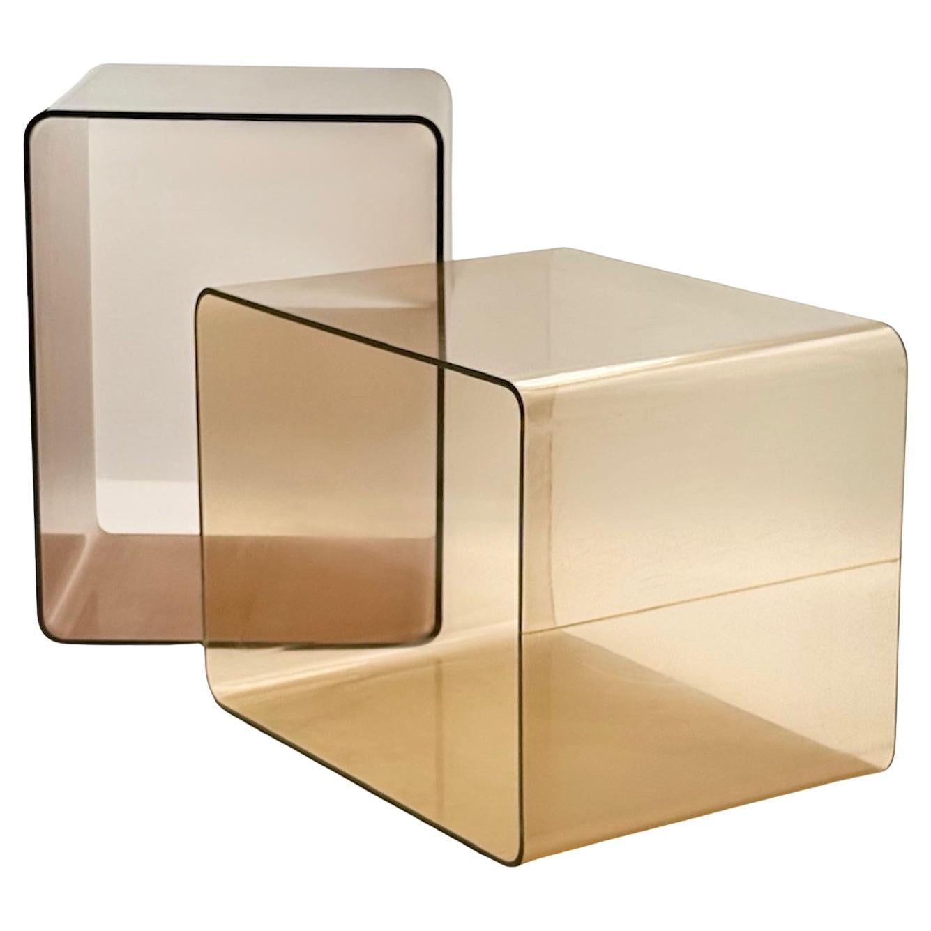 Piantane francesi anni '70 in plexiglass fumé Design/One in vendita