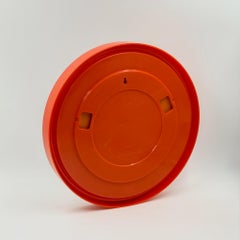Specchio da parete francese anni '70 in plastica arancione, arancione e rotondo, Gilac