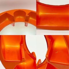 1970s French Space Age Wall Mirror with Shelves by Vitrac Design, Orange