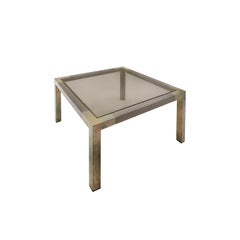 1970s French Square Two-Tone Bronze Side Table by Willy Rizzo