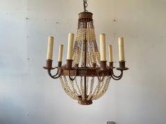 1970s French Style Beaded Rusted Metal Chandelier