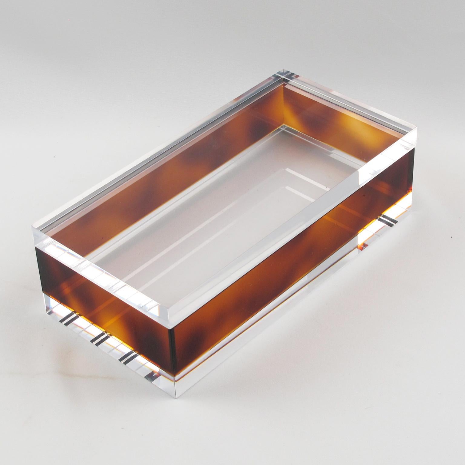 1970s French Tortoiseshell Lucite Box In Excellent Condition In Atlanta, GA