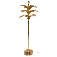 1970s French Tree Shaped Brass Standing Lamp with Big Leafs