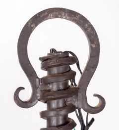 1970s French Two-Tiered Iron Chandelier