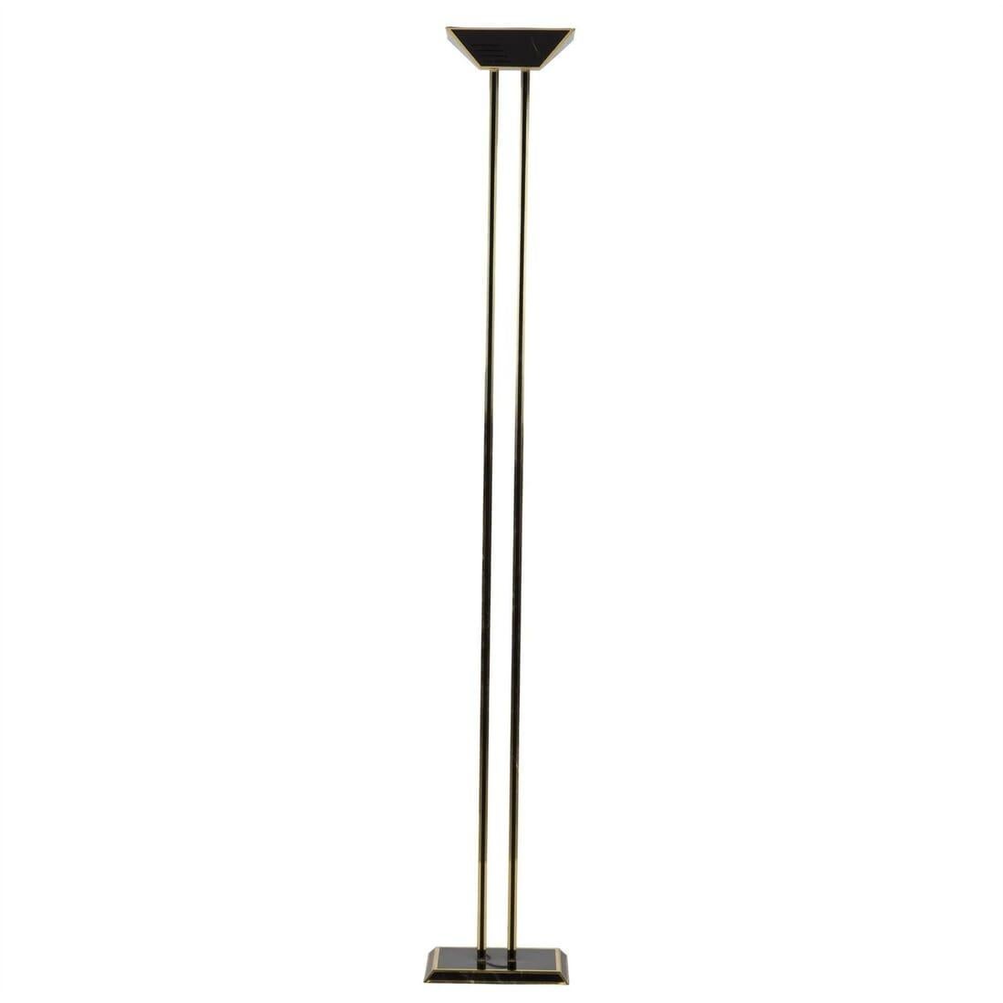 1970s French black and brass uplighter in the manner of Maison Jansen.