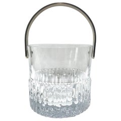 1970s French Vintage Crystal Ice Bucket with Fluted Ice Glass Design