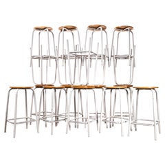 1970’s French White Grey Mullca Stacking Button Stools