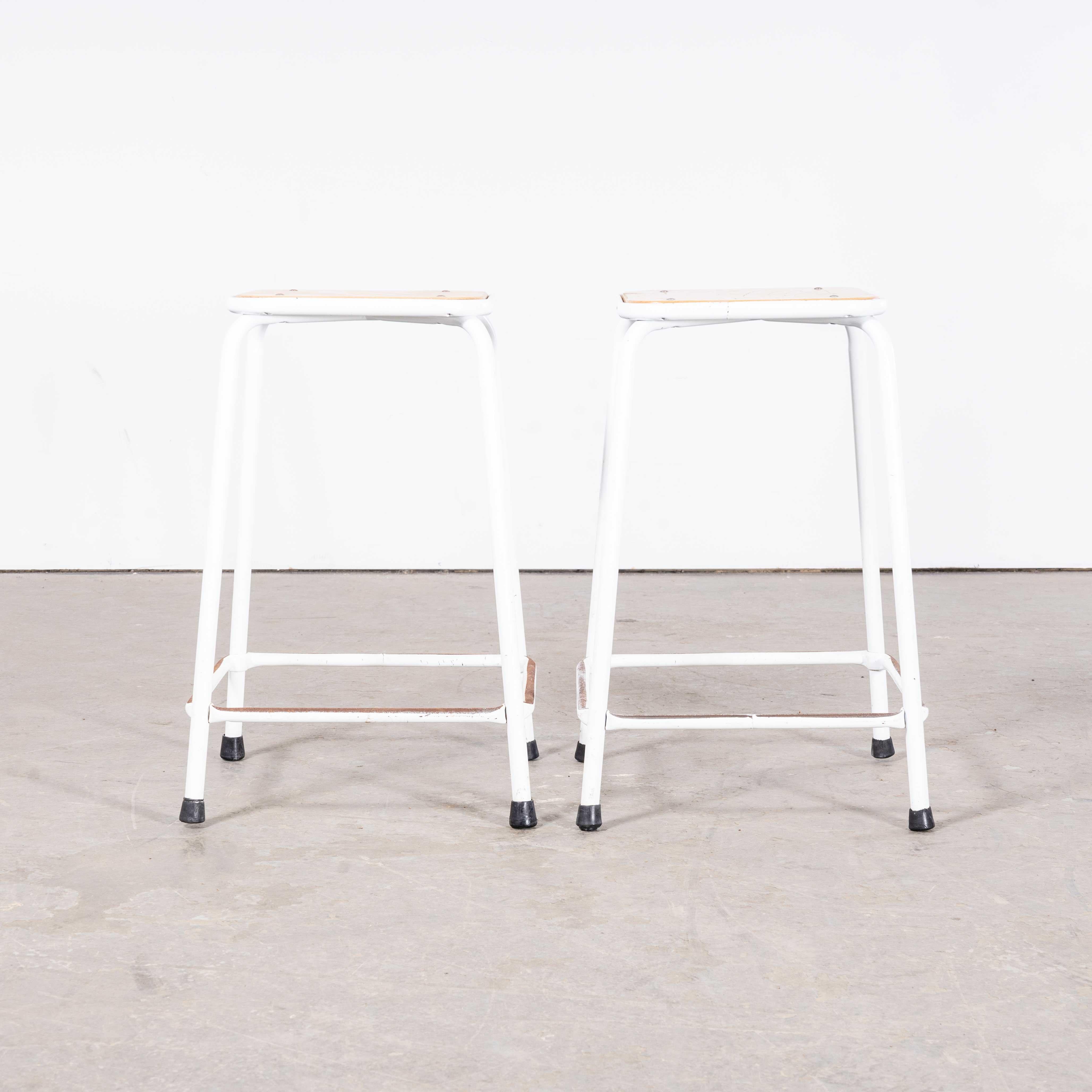 Late 20th Century 1970's French White Laboratory Stools - Set Of Four For Sale