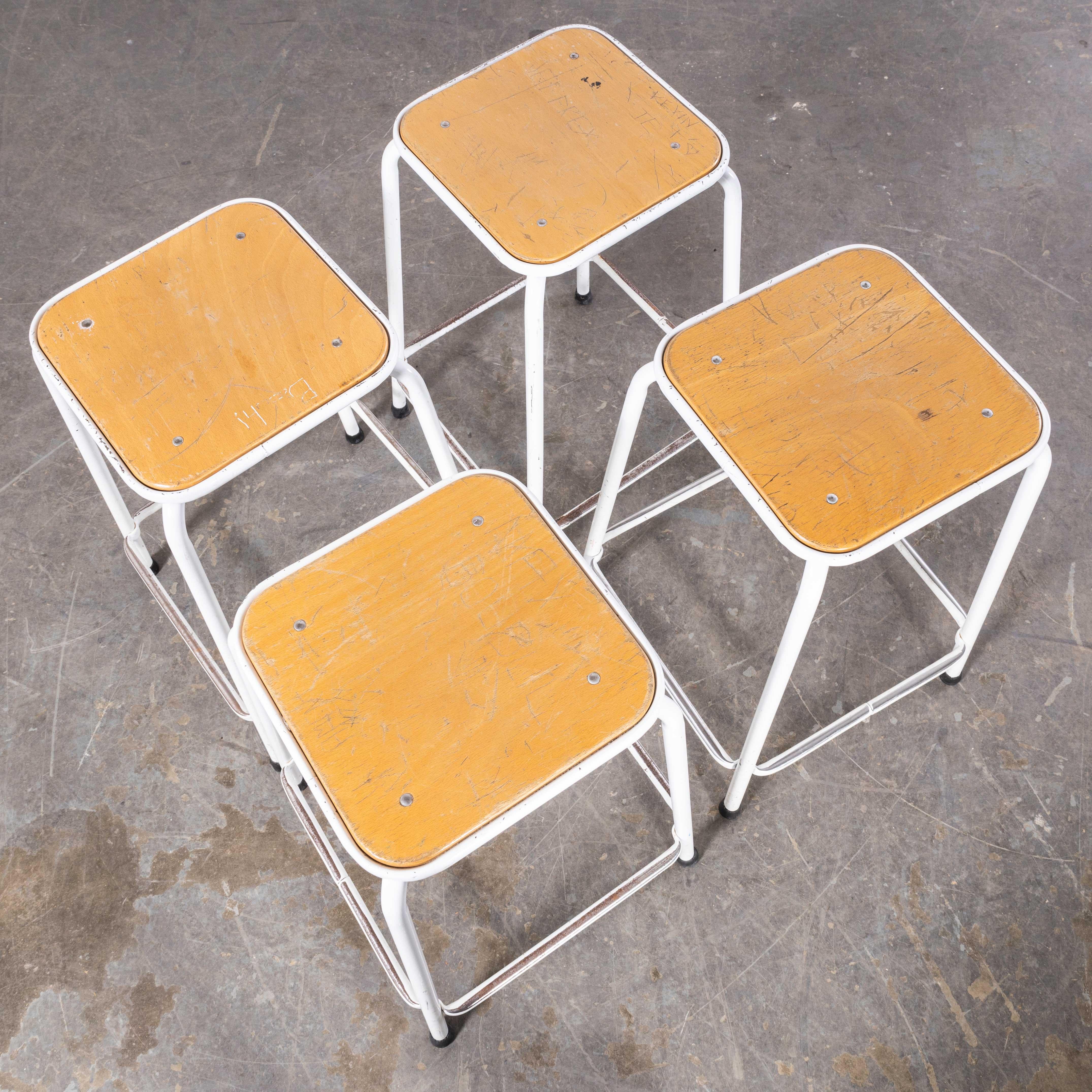 1970's French White Laboratory Stools - Set Of Four For Sale 1
